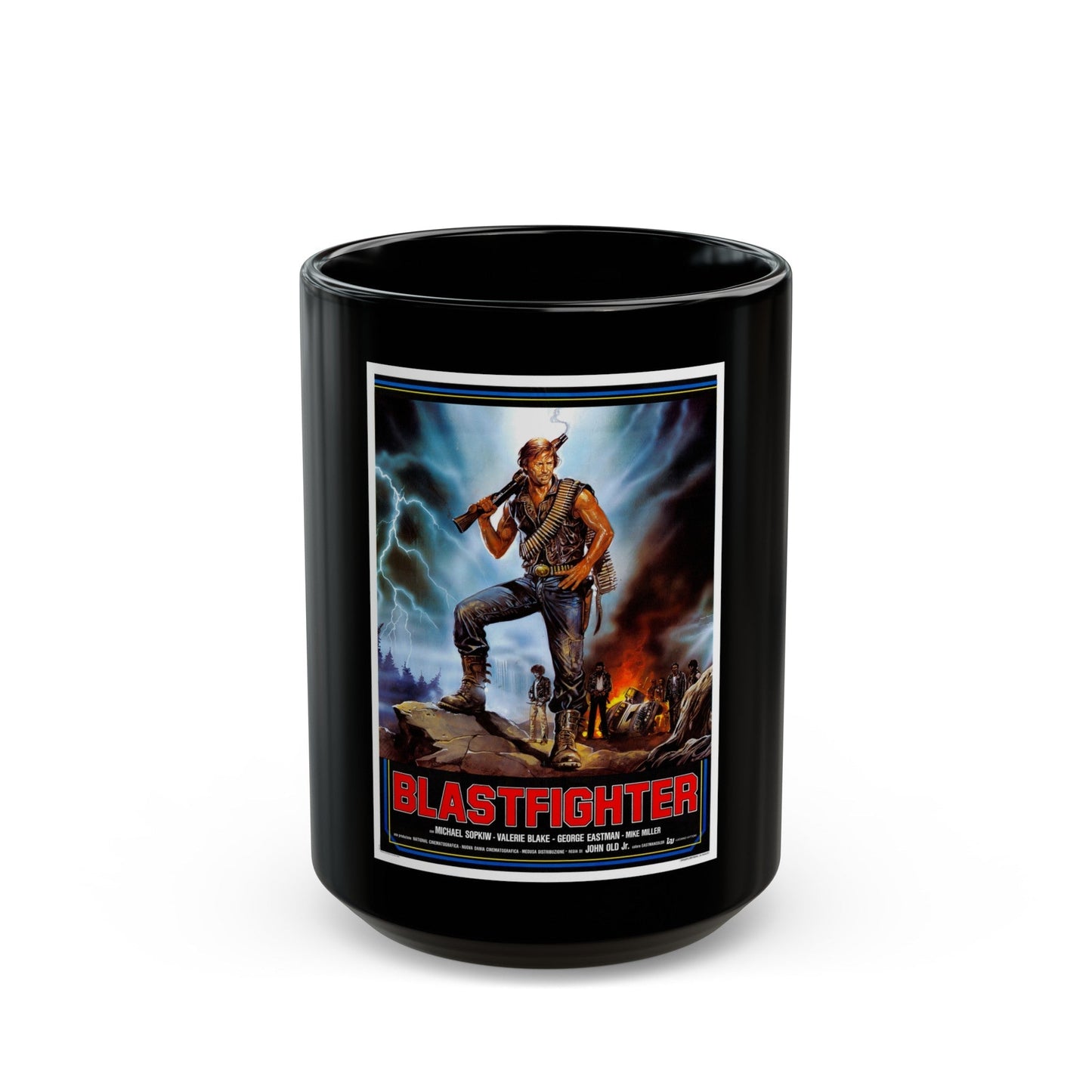 BLASTFIGHTER 1984 Movie Poster - Black Coffee Mug-15oz-The Sticker Space