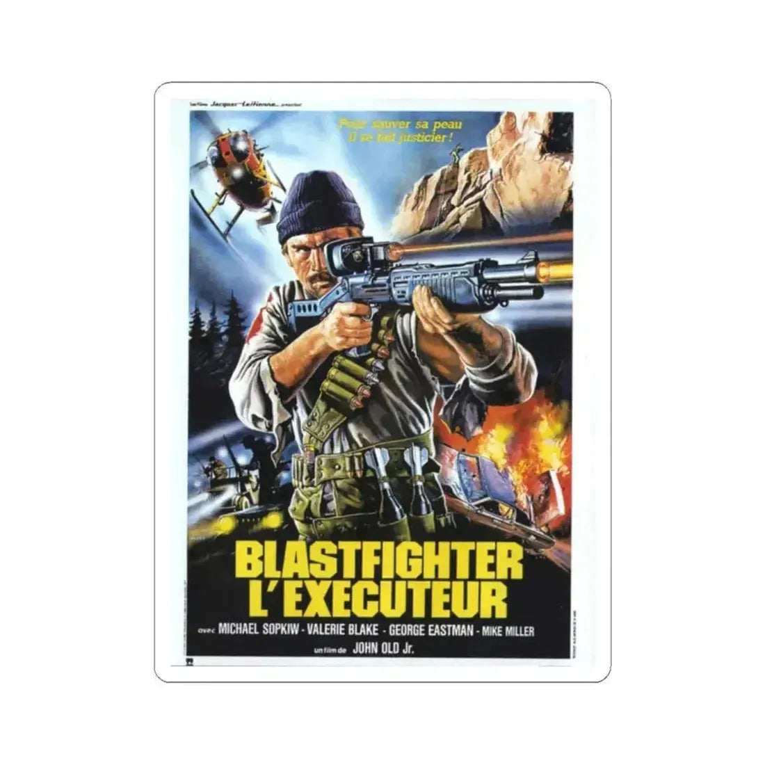 BLASTFIGHTER (FRENCH) 1984 Movie Poster - STICKER Vinyl Kiss-Cut Decal 2 Inch White - The Sticker Space