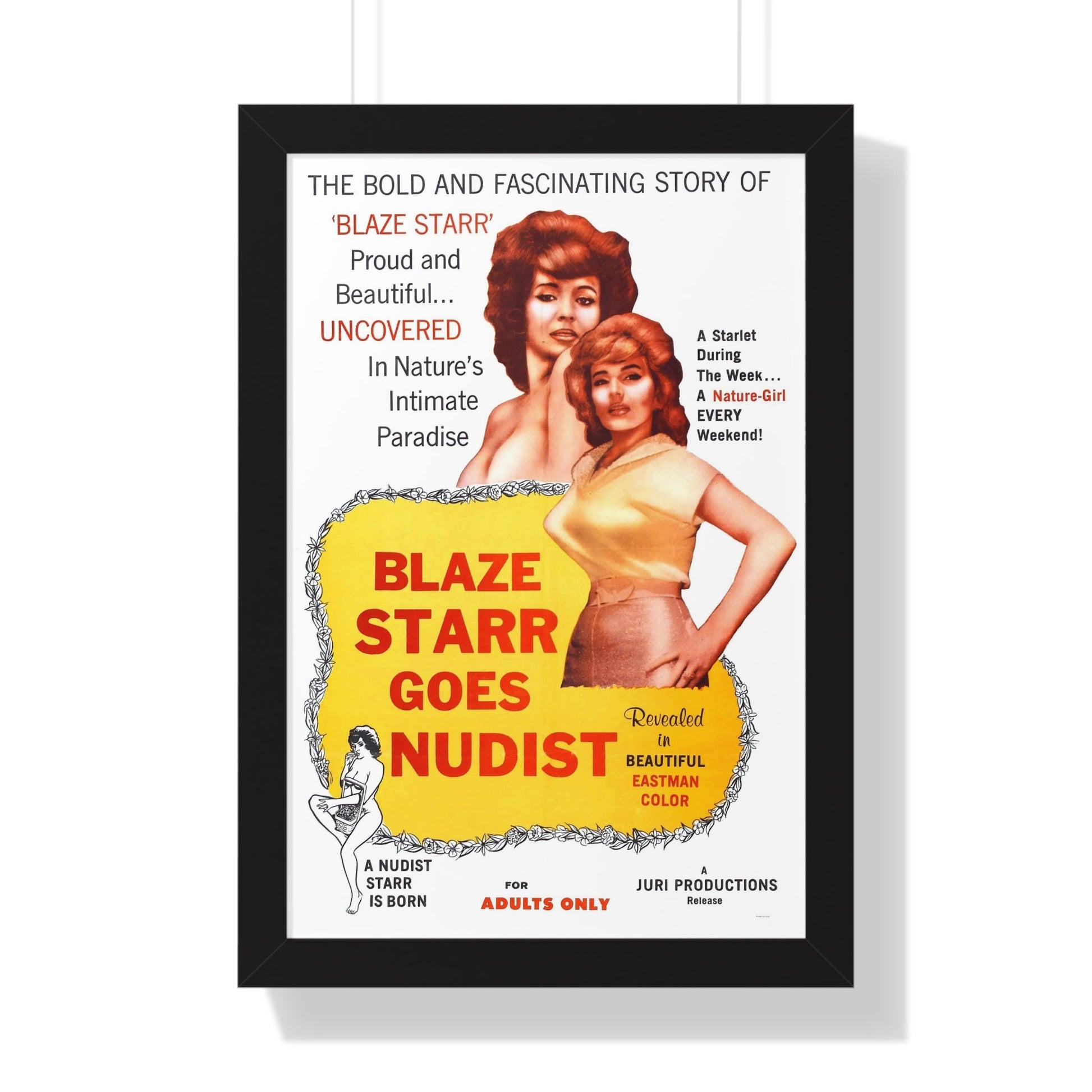 BLAZE STARR GOES NUDIST 1962 - Framed Movie Poster-16″ x 24″-The Sticker Space