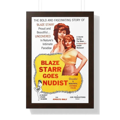 BLAZE STARR GOES NUDIST 1962 - Framed Movie Poster 16″ x 24″ Walnut - The Sticker Space