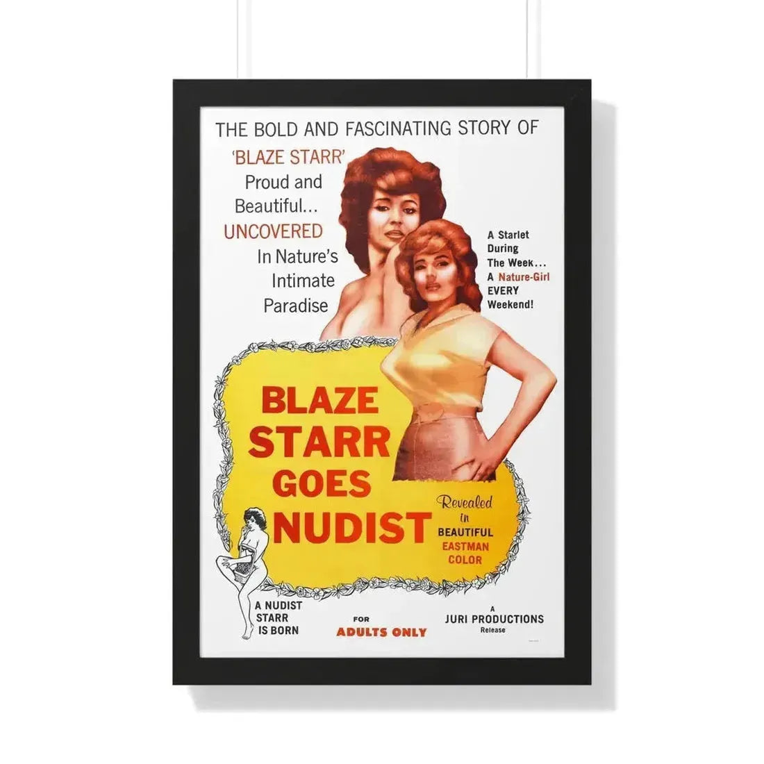 BLAZE STARR GOES NUDIST 1962 - Framed Movie Poster 20" x 30" Black - The Sticker Space