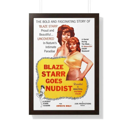 BLAZE STARR GOES NUDIST 1962 - Framed Movie Poster 20" x 30" Walnut - The Sticker Space