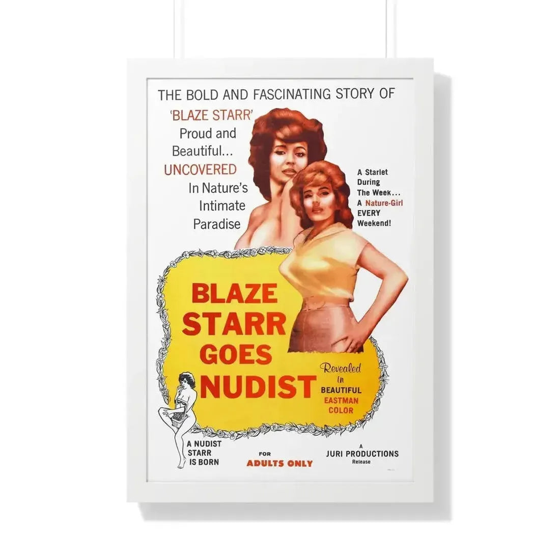 BLAZE STARR GOES NUDIST 1962 - Framed Movie Poster - The Sticker Space