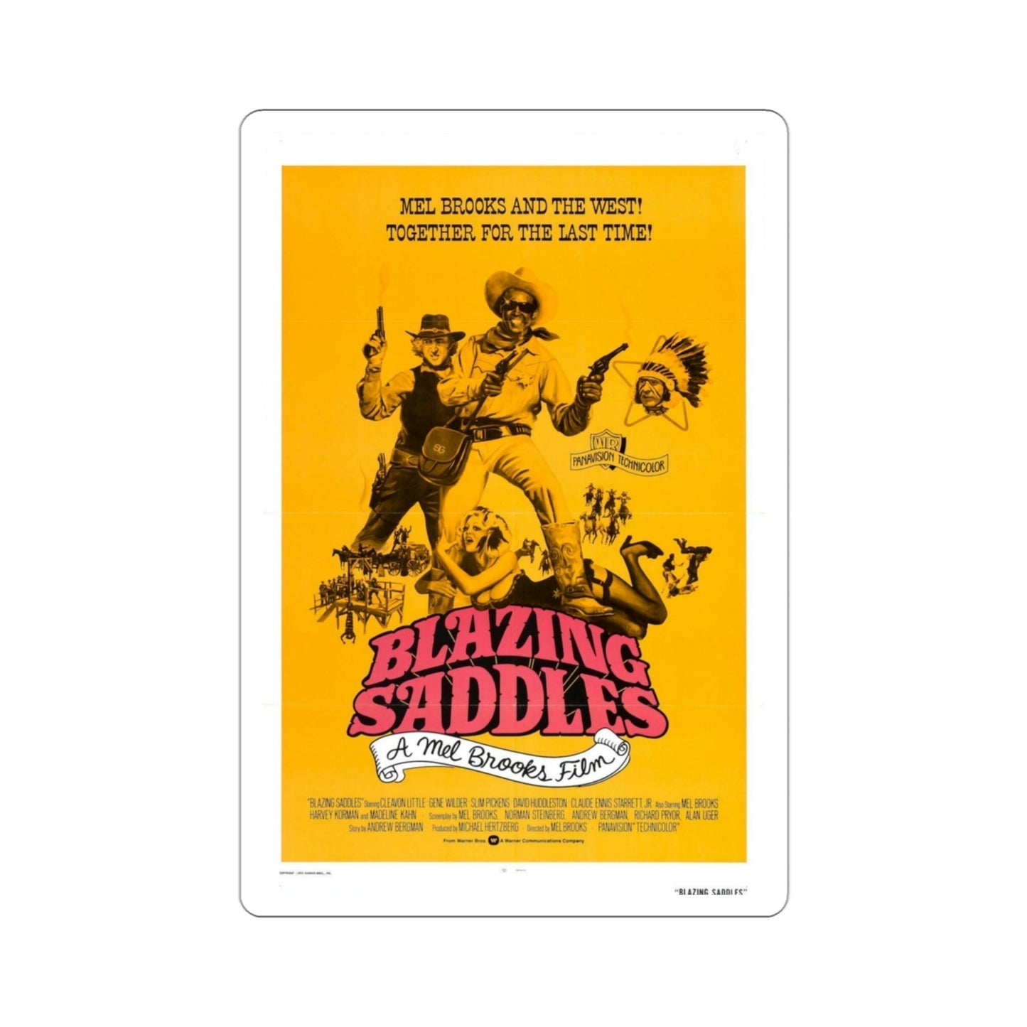 Blazing Saddles 1974 2 Movie Poster STICKER Vinyl Die-Cut Decal-3 Inch-The Sticker Space