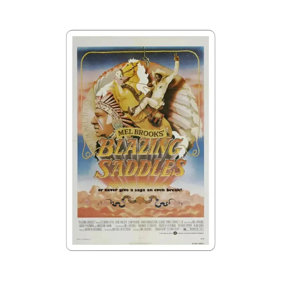 Blazing Saddles 1974 Movie Poster - STICKER Vinyl Kiss-Cut Decal 6 Inch White - The Sticker Space