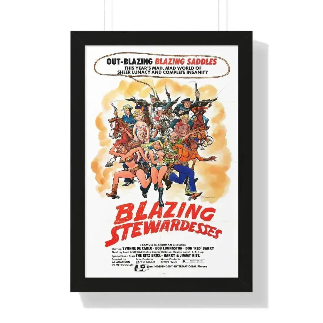 BLAZING STEWARDESSES 1975 - Framed Movie Poster 16″ x 24″ Black - The Sticker Space