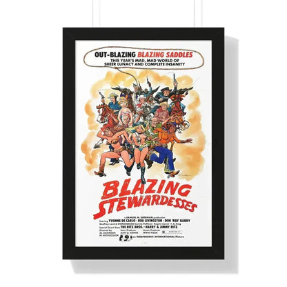 BLAZING STEWARDESSES 1975 - Framed Movie Poster 16″ x 24″ Black - The Sticker Space