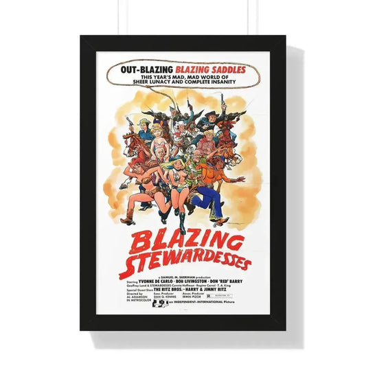BLAZING STEWARDESSES 1975 - Framed Movie Poster 16″ x 24″ Black - The Sticker Space