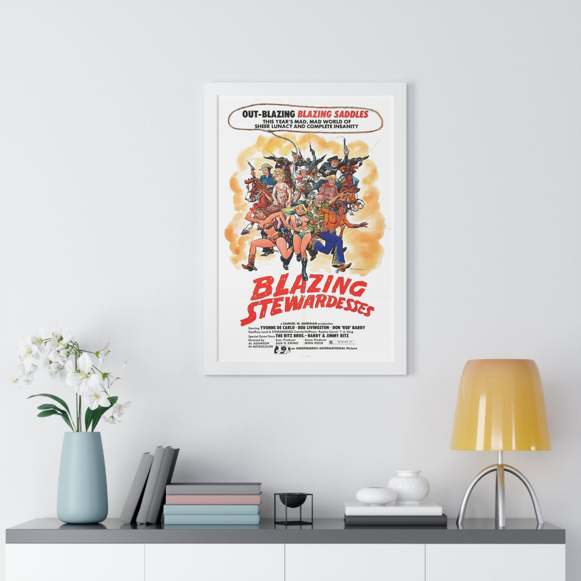 BLAZING STEWARDESSES 1975 - Framed Movie Poster-The Sticker Space