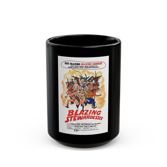 BLAZING STEWARDESSES 1975 Movie Poster - Black Coffee Mug-15oz-The Sticker Space