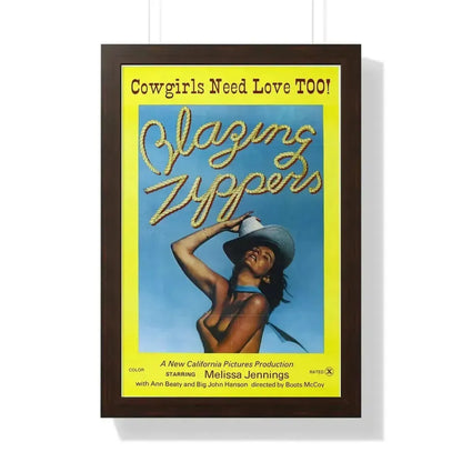 BLAZING ZIPPERS 1976 - Framed Movie Poster 16″ x 24″ Walnut - The Sticker Space