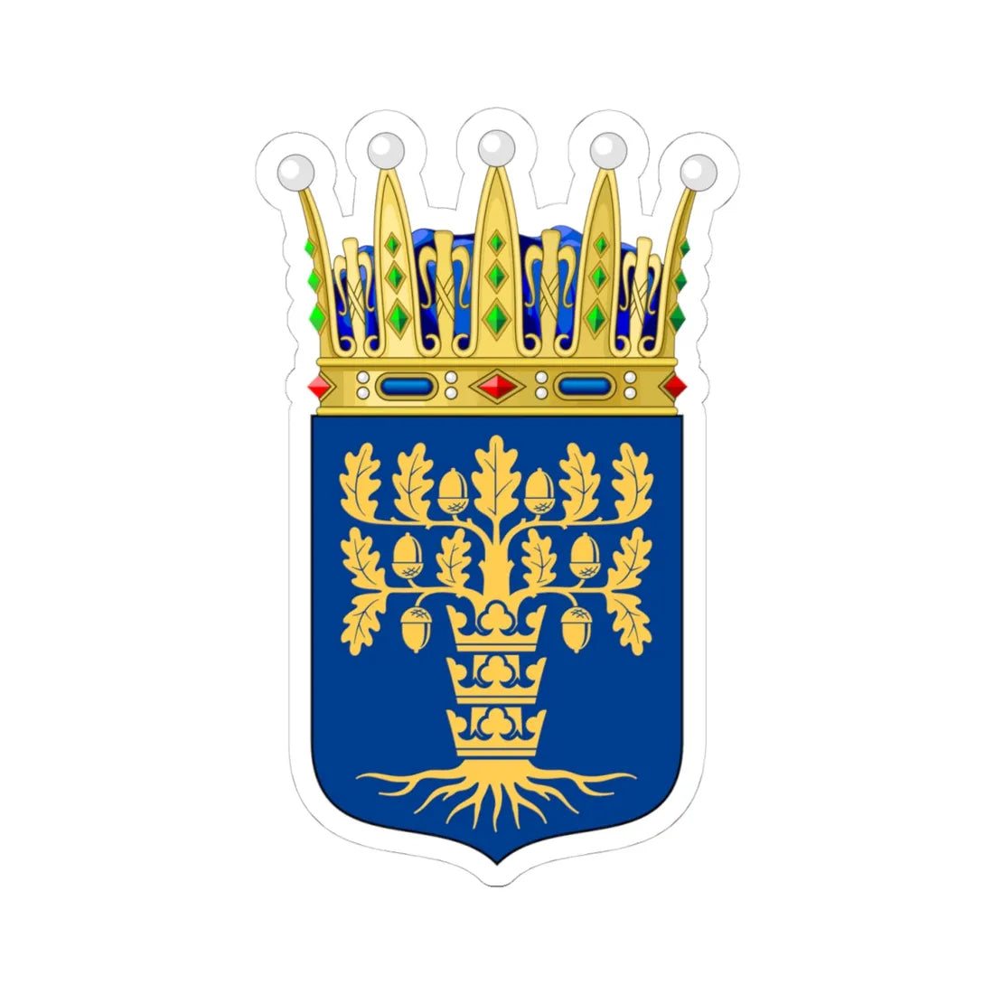 Blekinges vapen crowned (Sweden) (Coat of Arms) STICKER Vinyl Kiss-Cut Decal 4 Inch White - The Sticker Space