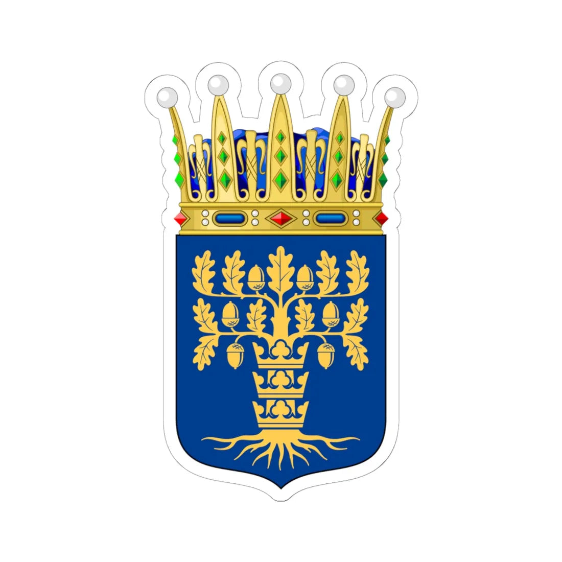 Blekinges vapen crowned (Sweden) (Coat of Arms) STICKER Vinyl Kiss-Cut Decal 6 Inch White - The Sticker Space