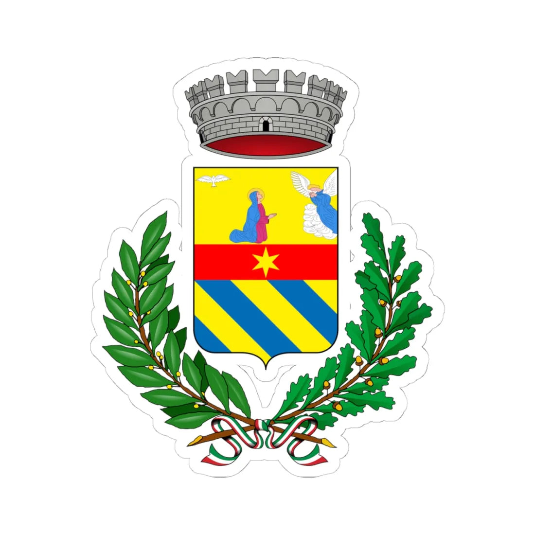 Blello-Stemma (Italy) (Coat of Arms) STICKER Vinyl Kiss-Cut Decal 4 Inch White - The Sticker Space