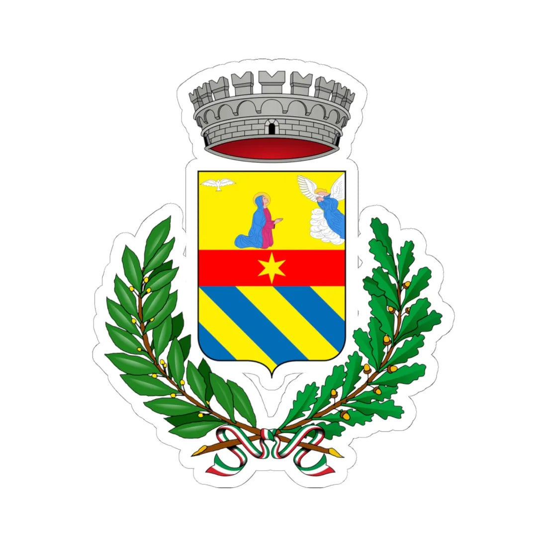 Blello-Stemma (Italy) (Coat of Arms) STICKER Vinyl Kiss-Cut Decal 6 Inch White - The Sticker Space