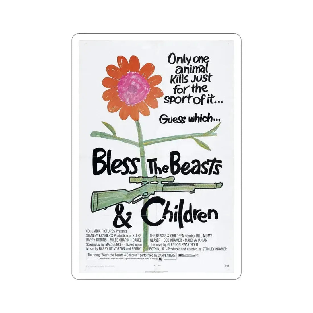 Bless the Beasts & Children 1971 Movie Poster STICKER Vinyl Die-Cut Decal 5 Inch - The Sticker Space
