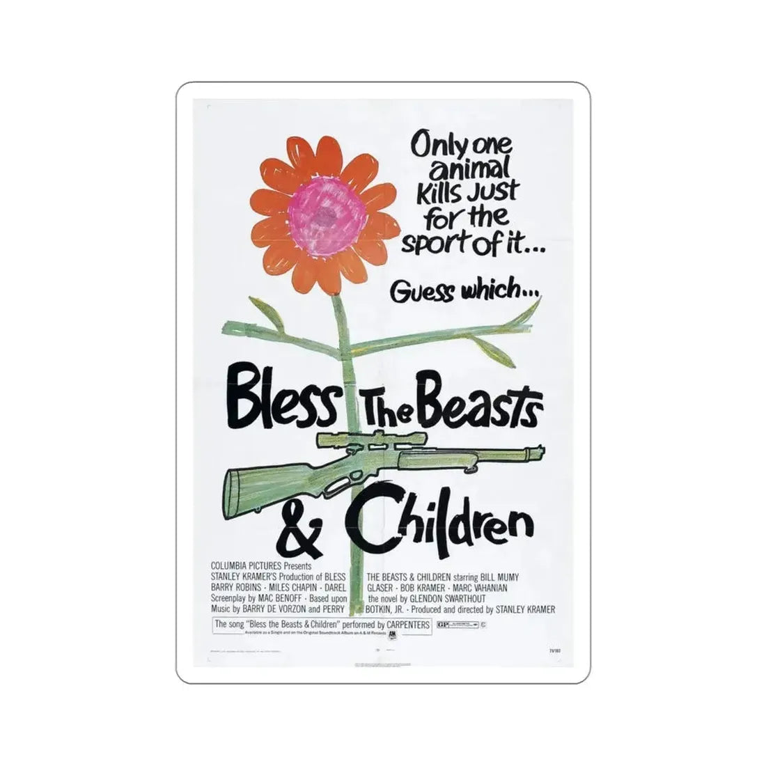 Bless the Beasts & Children 1971 Movie Poster STICKER Vinyl Die-Cut Decal - The Sticker Space