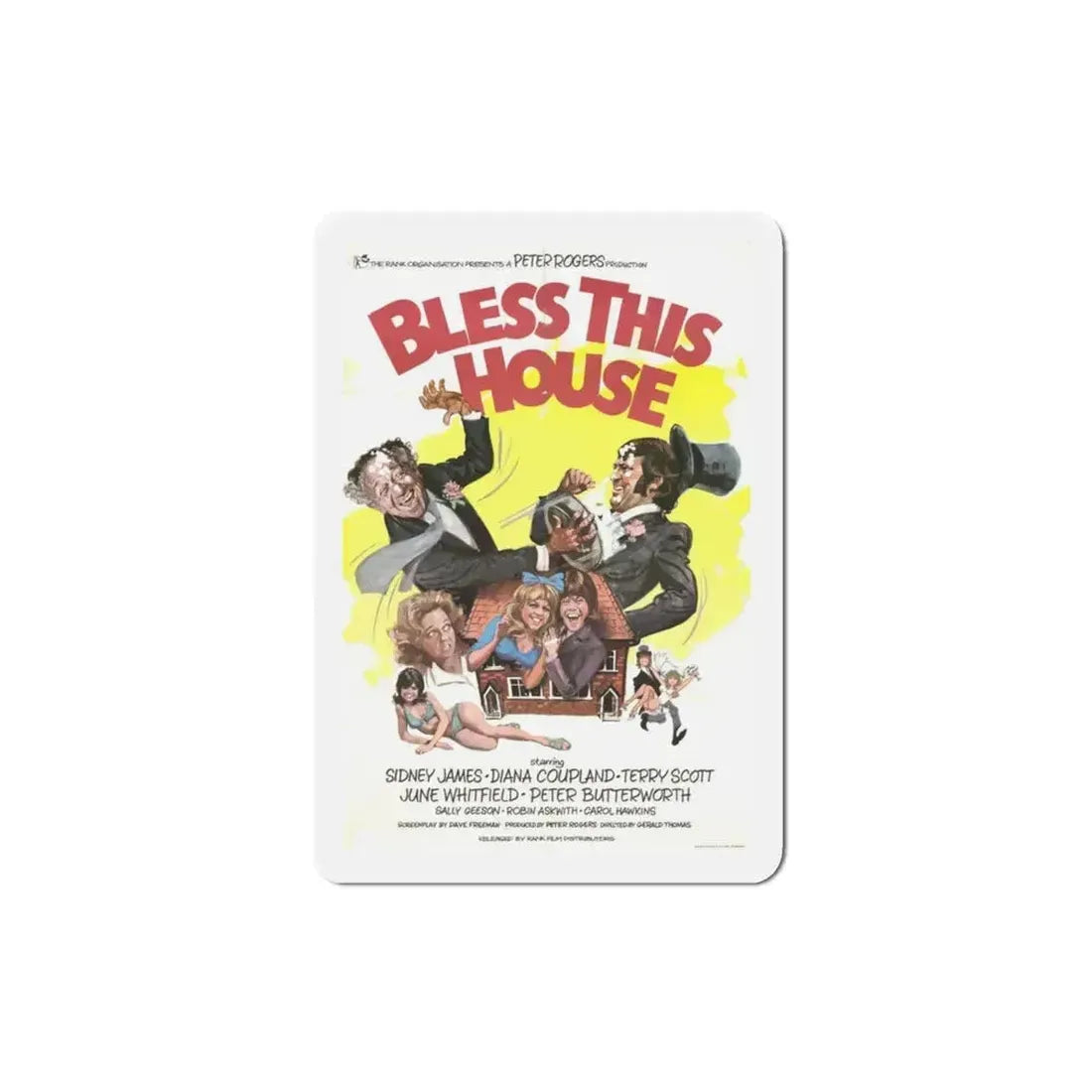 Bless This House 1972 Movie Poster Refrigerator Magnet 3 Inch - The Sticker Space