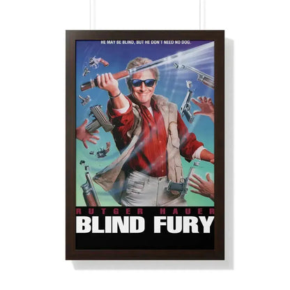 BLIND FURY 1989 - Framed Movie Poster 20" x 30" Walnut - The Sticker Space
