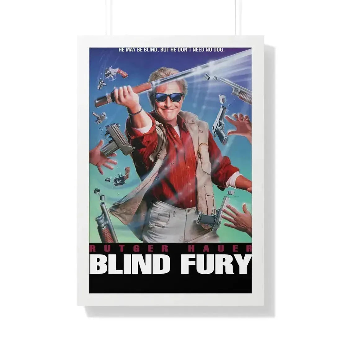 BLIND FURY 1989 - Framed Movie Poster 20" x 30" White - The Sticker Space