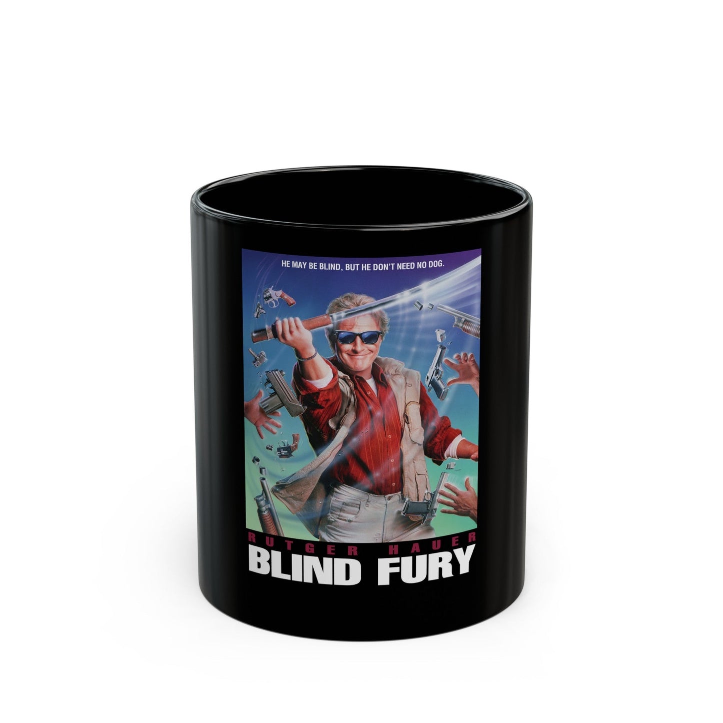 BLIND FURY 1989 Movie Poster - Black Coffee Mug-11oz-The Sticker Space