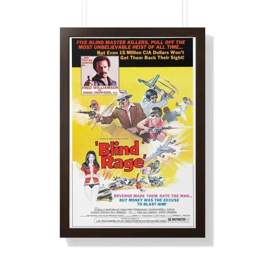 BLIND RAGE 1976 - Framed Movie Poster 20" x 30" Walnut - The Sticker Space