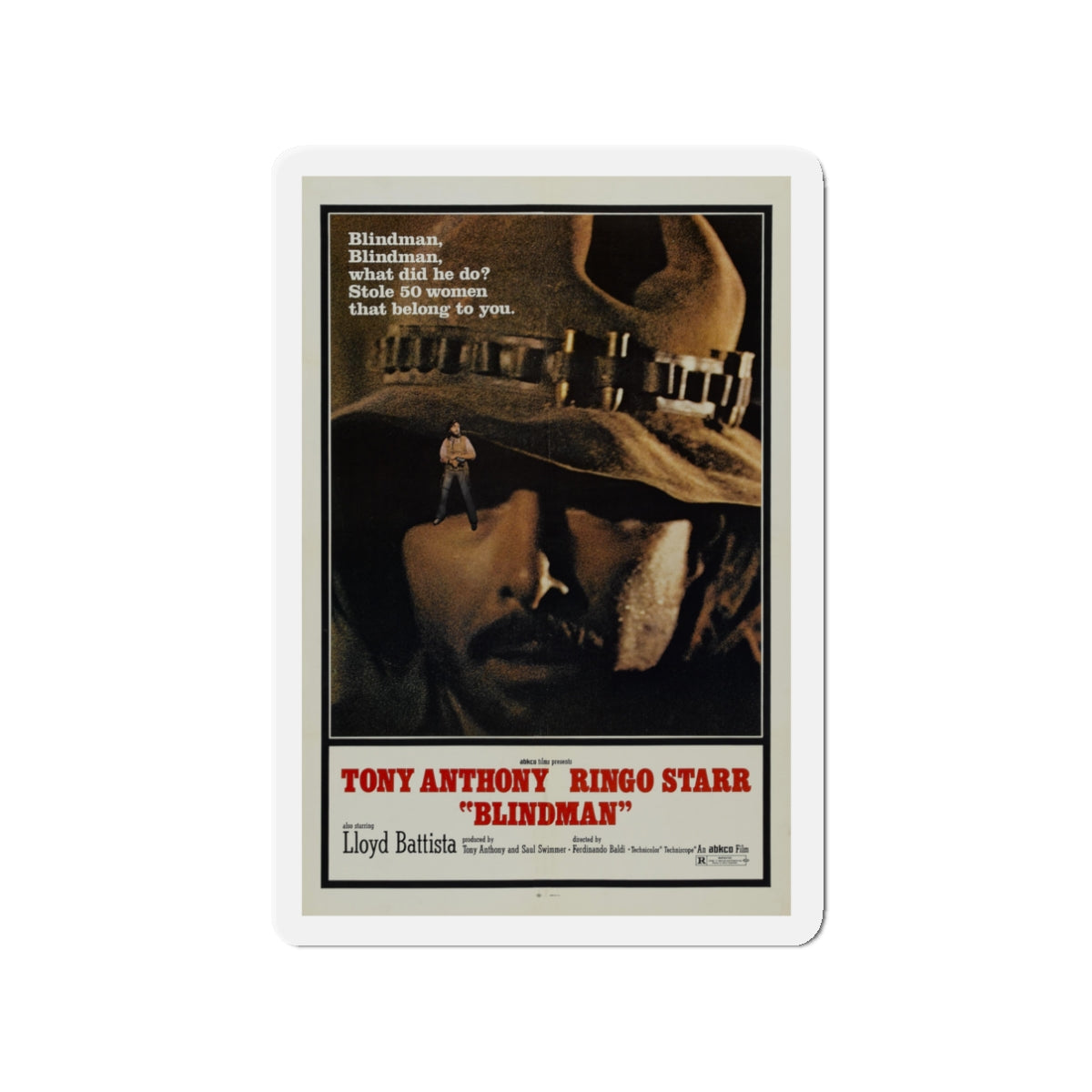 BLINDMAN 1971 Movie Poster - Die-Cut Magnet-3" x 3"-The Sticker Space