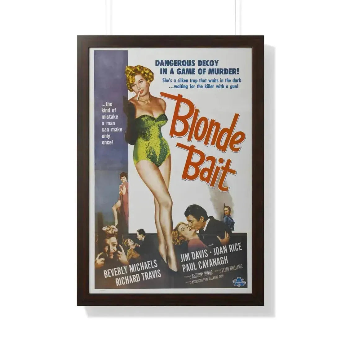 BLONDE BAIT 1956 - Framed Movie Poster 20" x 30" Walnut - The Sticker Space