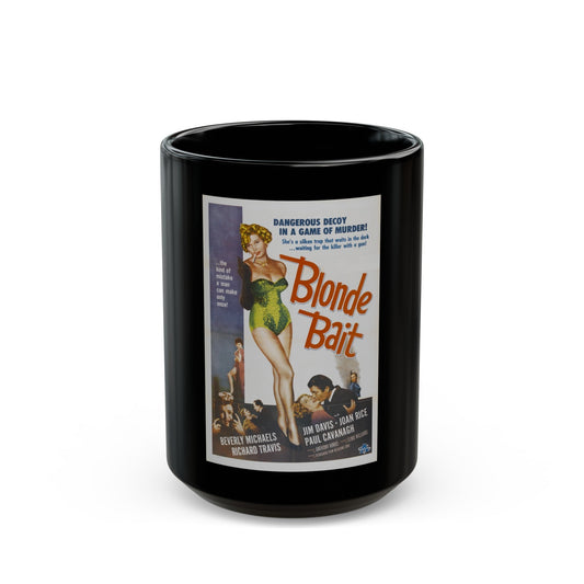 BLONDE BAIT 1956 Movie Poster - Black Coffee Mug-15oz-The Sticker Space