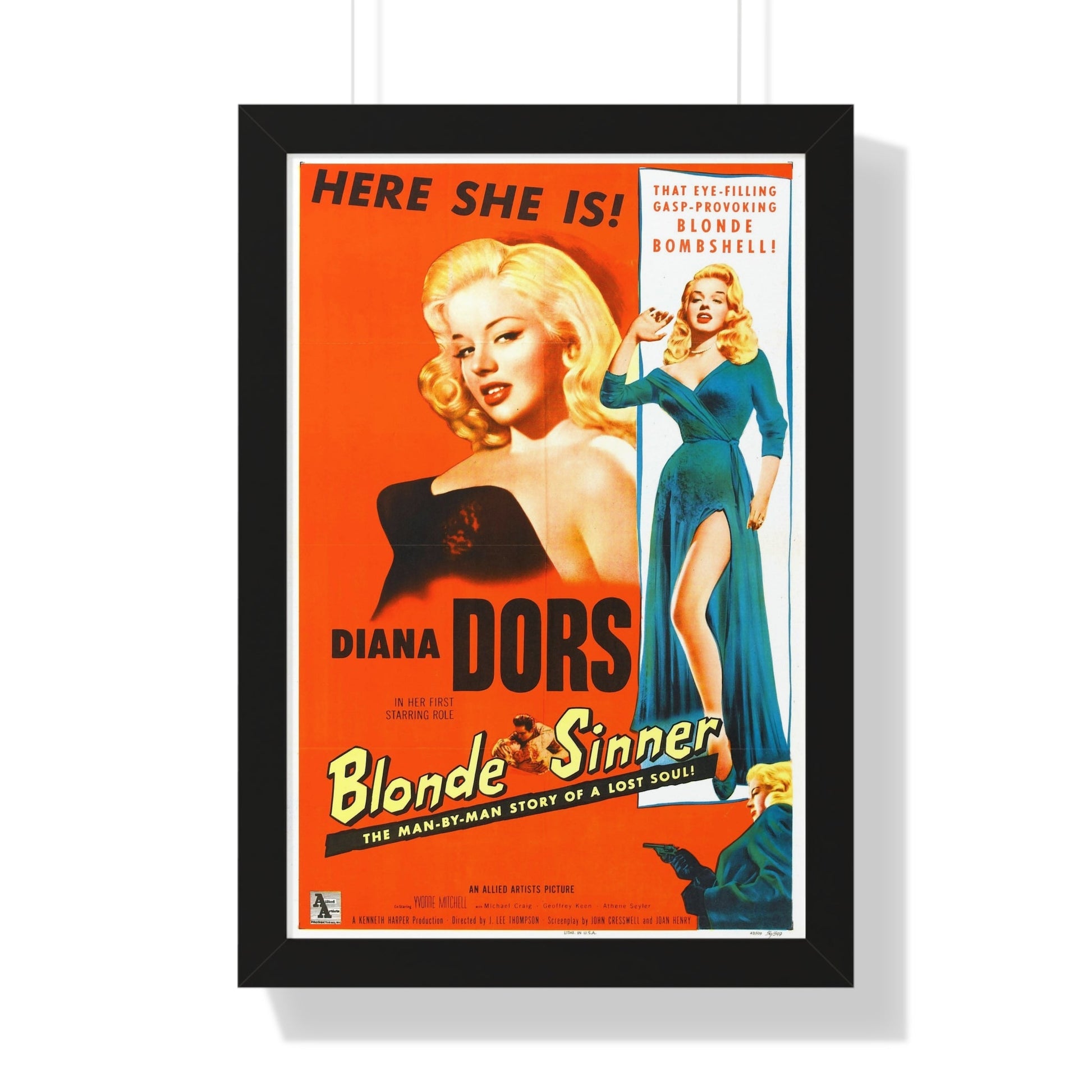 BLONDE SINNER 1956 - Framed Movie Poster-16″ x 24″-The Sticker Space