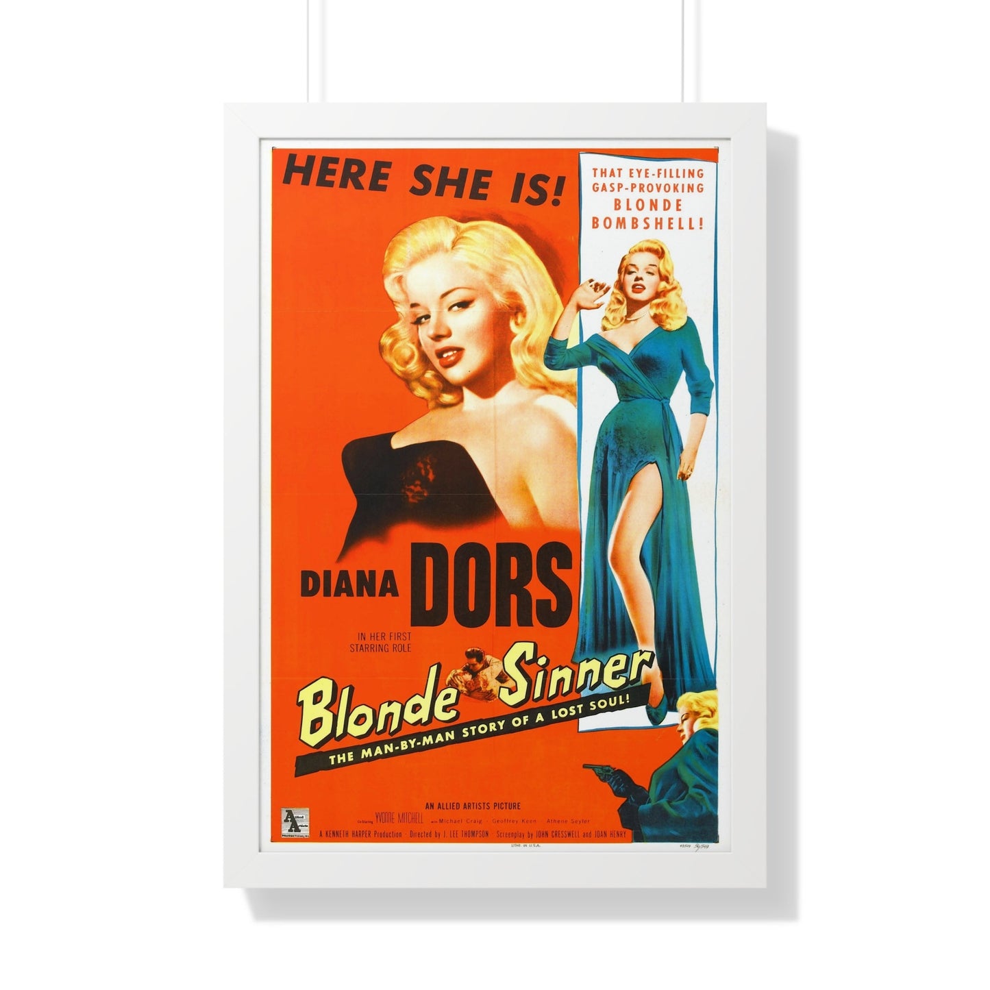 BLONDE SINNER 1956 - Framed Movie Poster-20" x 30"-The Sticker Space