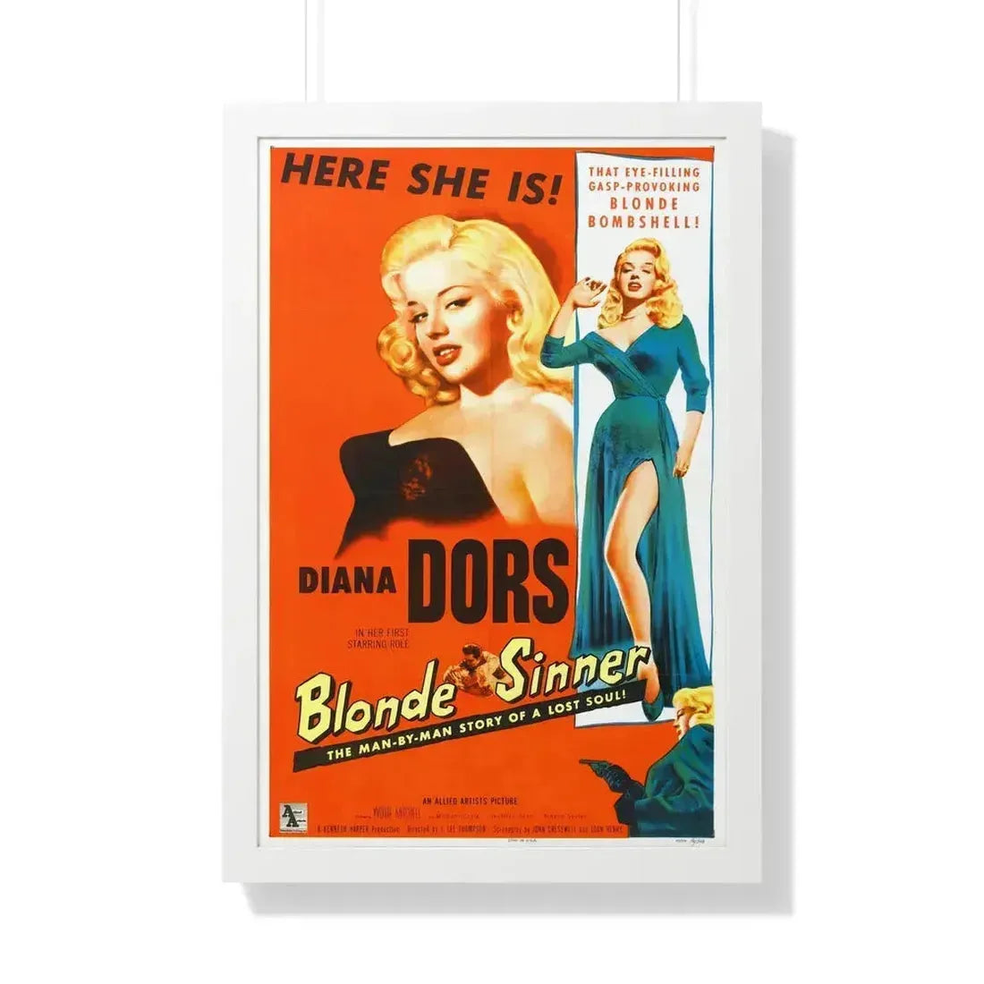 BLONDE SINNER 1956 - Framed Movie Poster 20" x 30" White - The Sticker Space