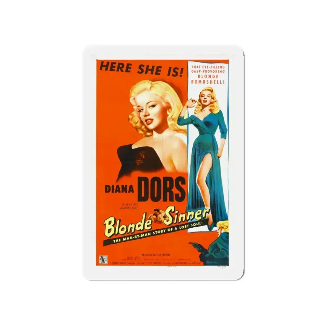 BLONDE SINNER 1956 Movie Poster - Refrigerator Magnet 4 Inch - The Sticker Space