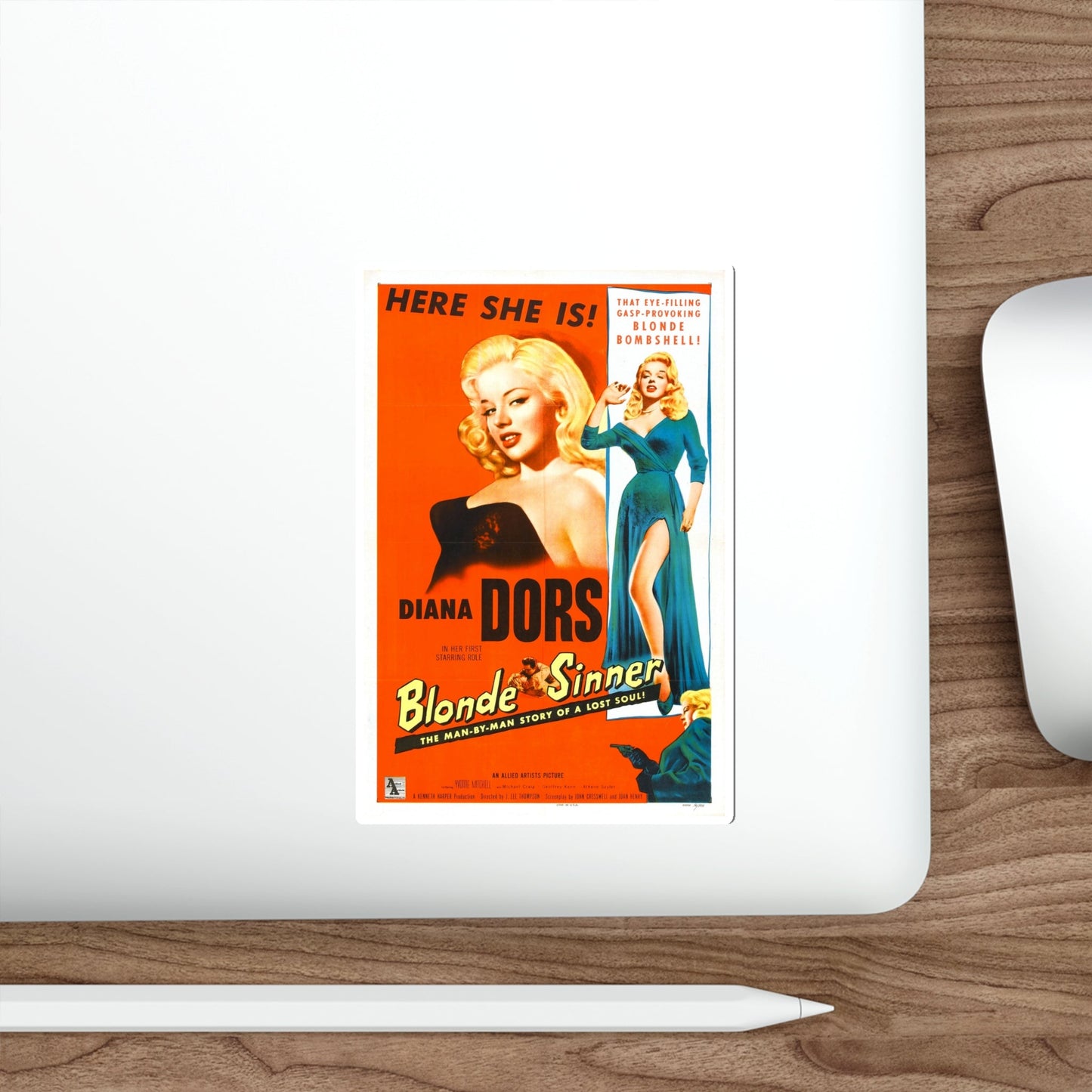 BLONDE SINNER 1956 Movie Poster STICKER Vinyl Die-Cut Decal-The Sticker Space