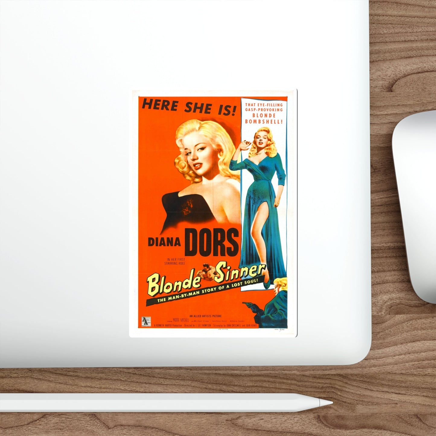 BLONDE SINNER 1956 Movie Poster STICKER Vinyl Die-Cut Decal-The Sticker Space