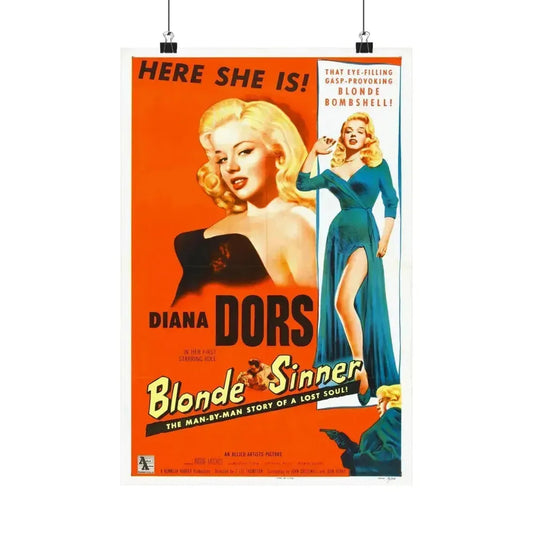 BLONDE SINNER 1956 - Paper Movie Poster 12″ x 18″ Matte - The Sticker Space