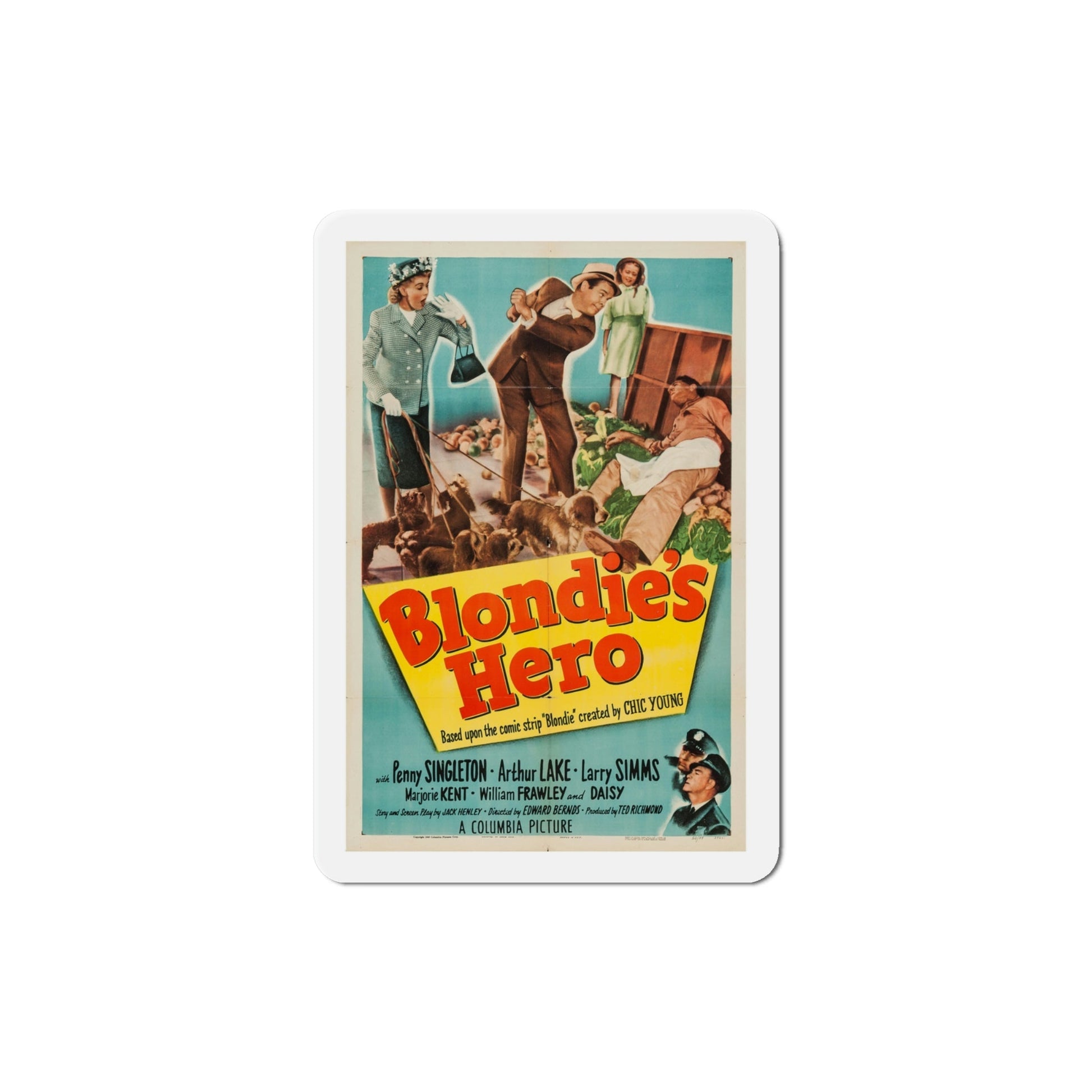 Blondies Hero 1950 Movie Poster Die-Cut Magnet-4 Inch-The Sticker Space