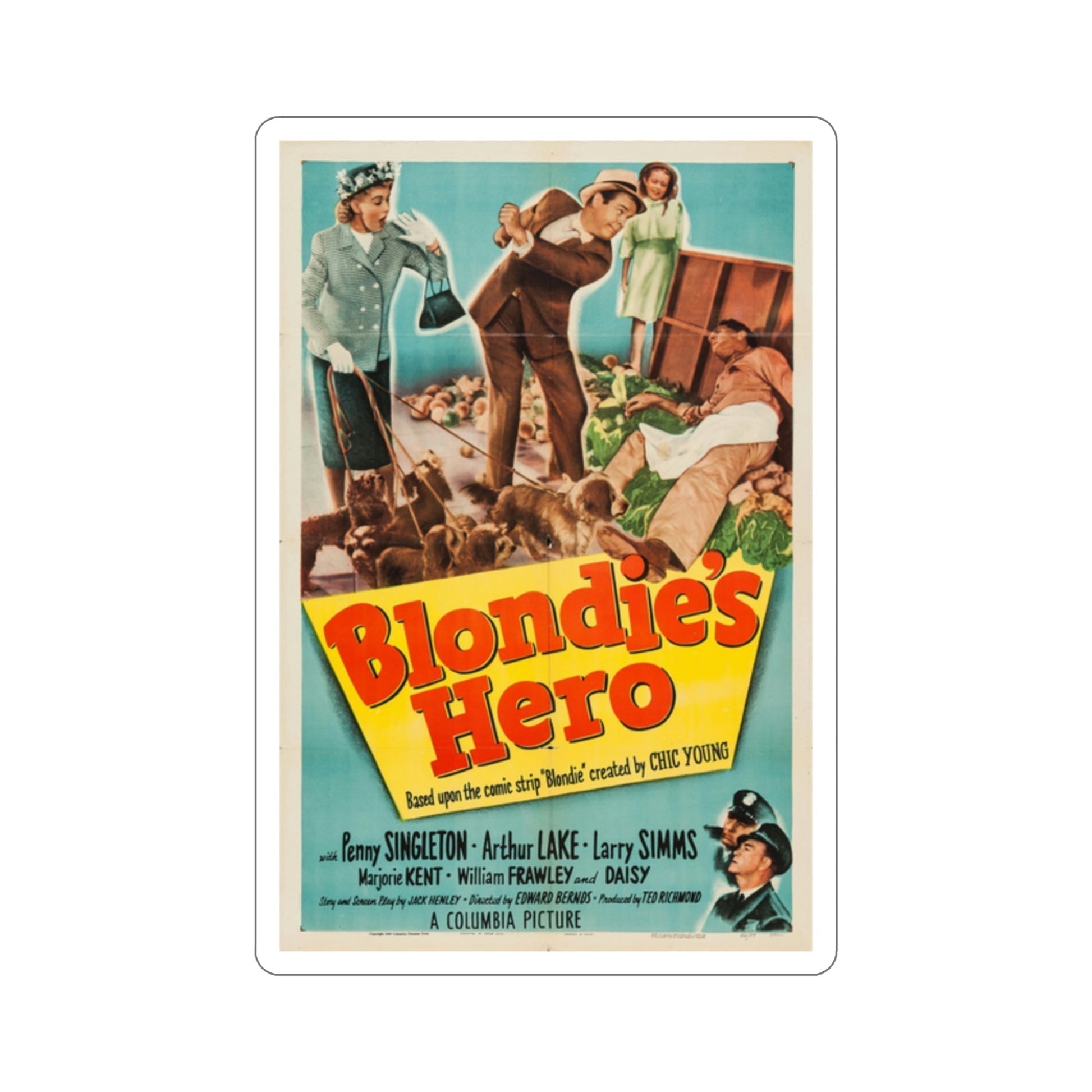 Blondies Hero 1950 Movie Poster STICKER Vinyl Die-Cut Decal-2 Inch-The Sticker Space