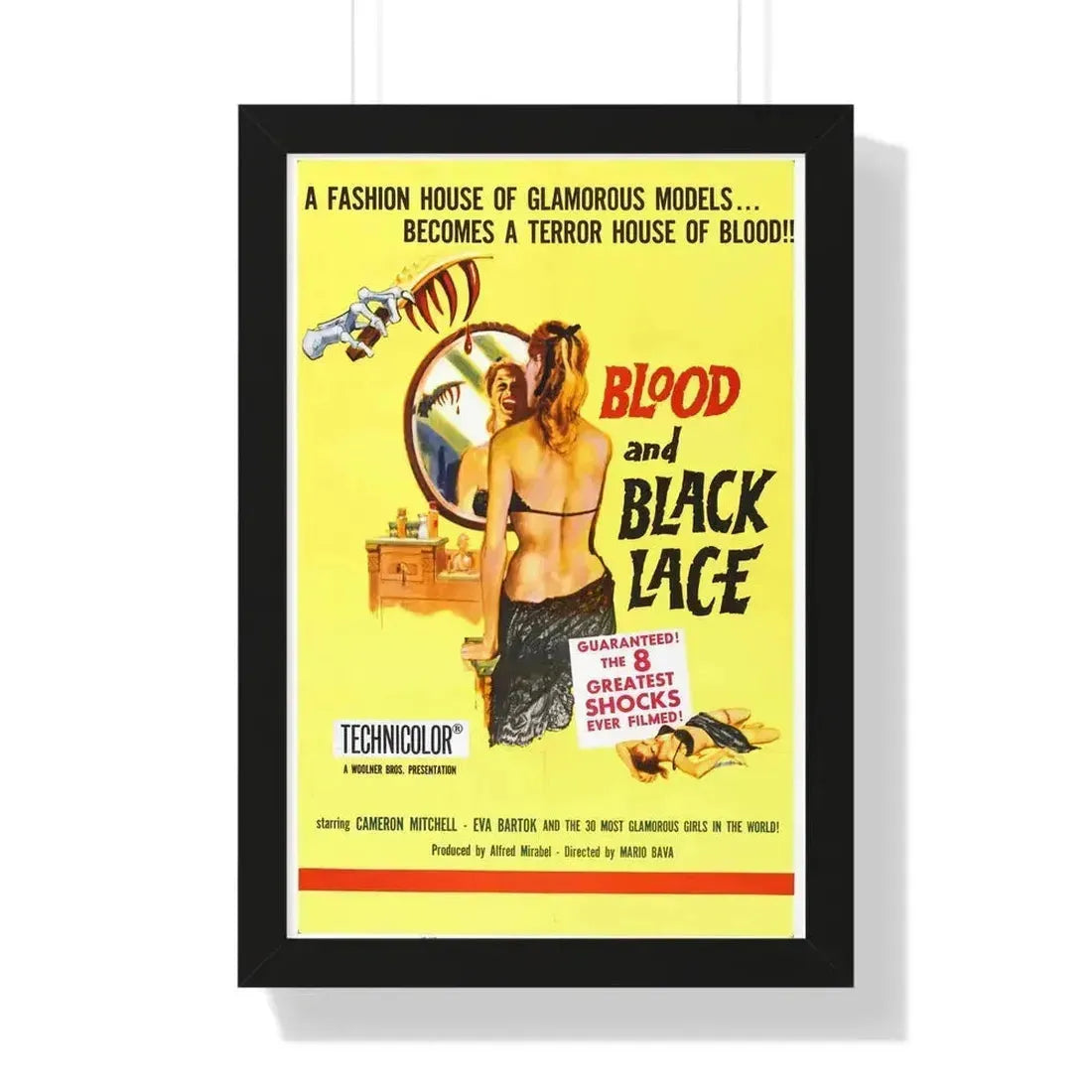 BLOOD AND BLACK LACE 1964 - Framed Movie Poster 16″ x 24″ Black - The Sticker Space