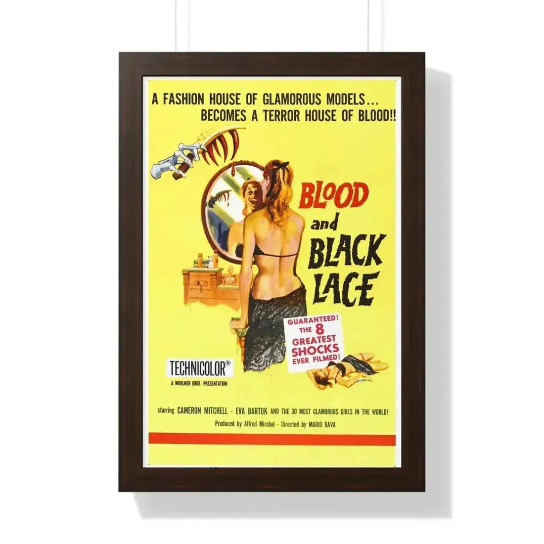 BLOOD AND BLACK LACE 1964 - Framed Movie Poster 16″ x 24″ Walnut - The Sticker Space