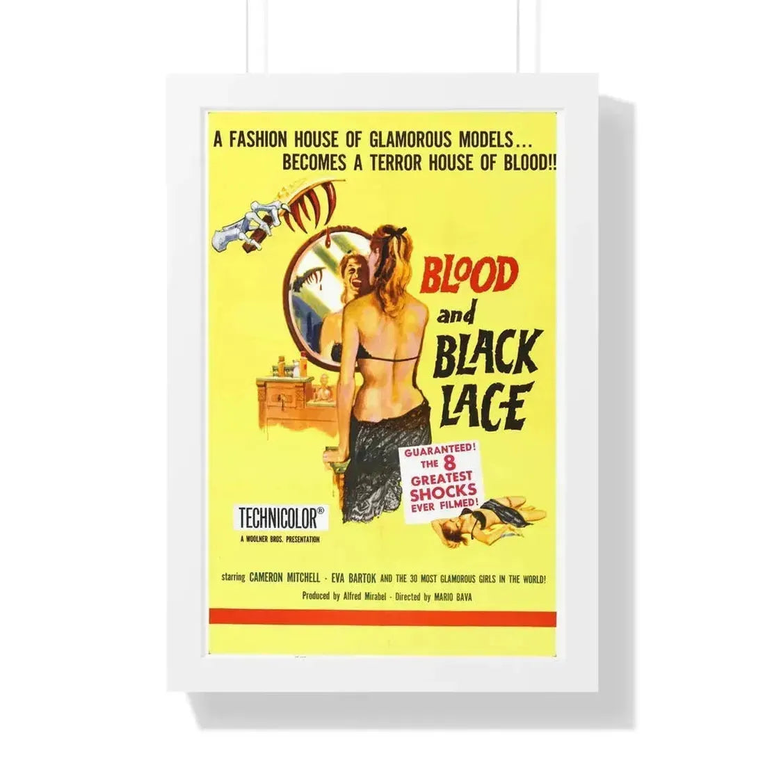 BLOOD AND BLACK LACE 1964 - Framed Movie Poster 16″ x 24″ White - The Sticker Space