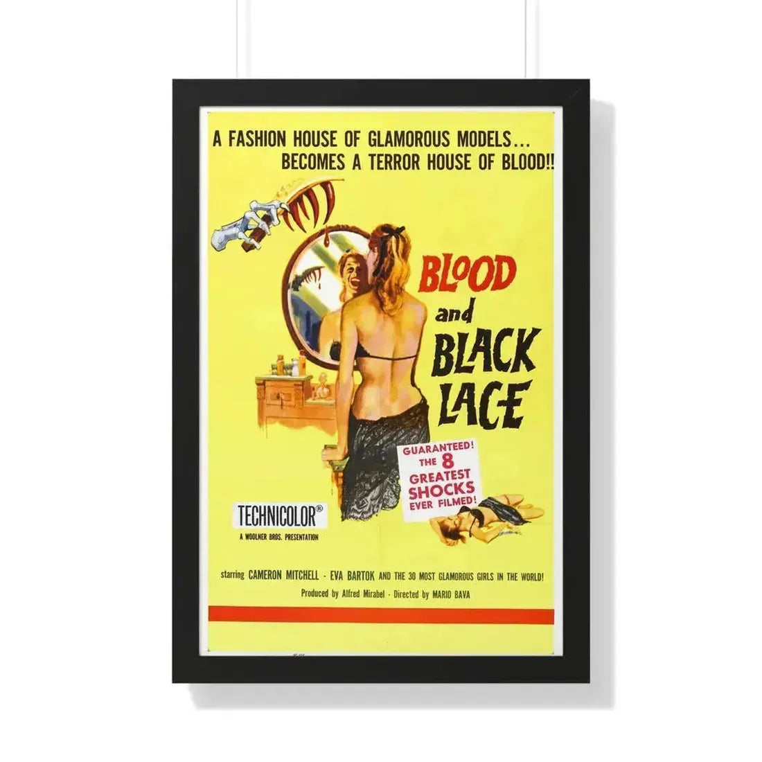 BLOOD AND BLACK LACE 1964 - Framed Movie Poster 20" x 30" Black - The Sticker Space