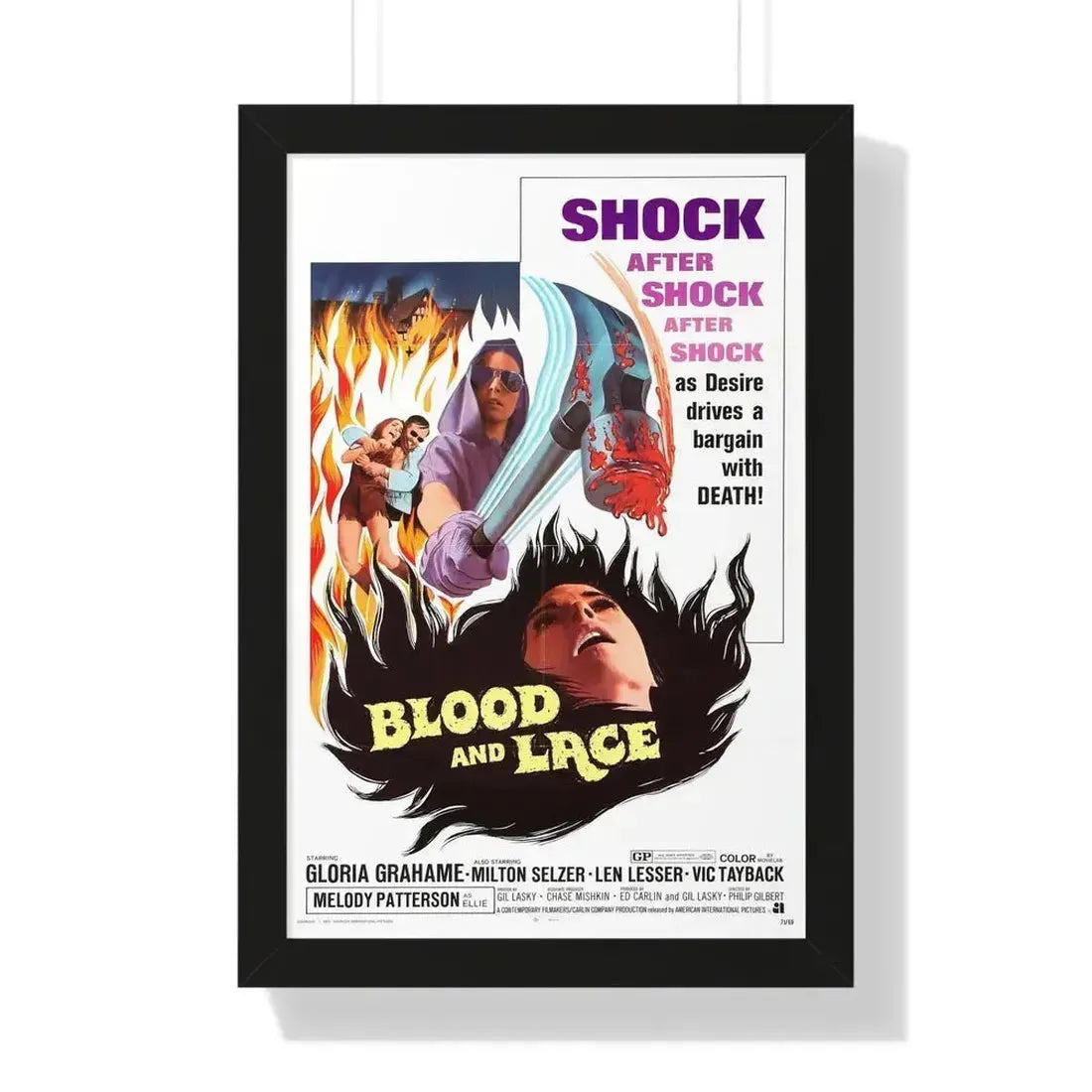 BLOOD AND LACE 1971 - Framed Movie Poster 16″ x 24″ Black - The Sticker Space