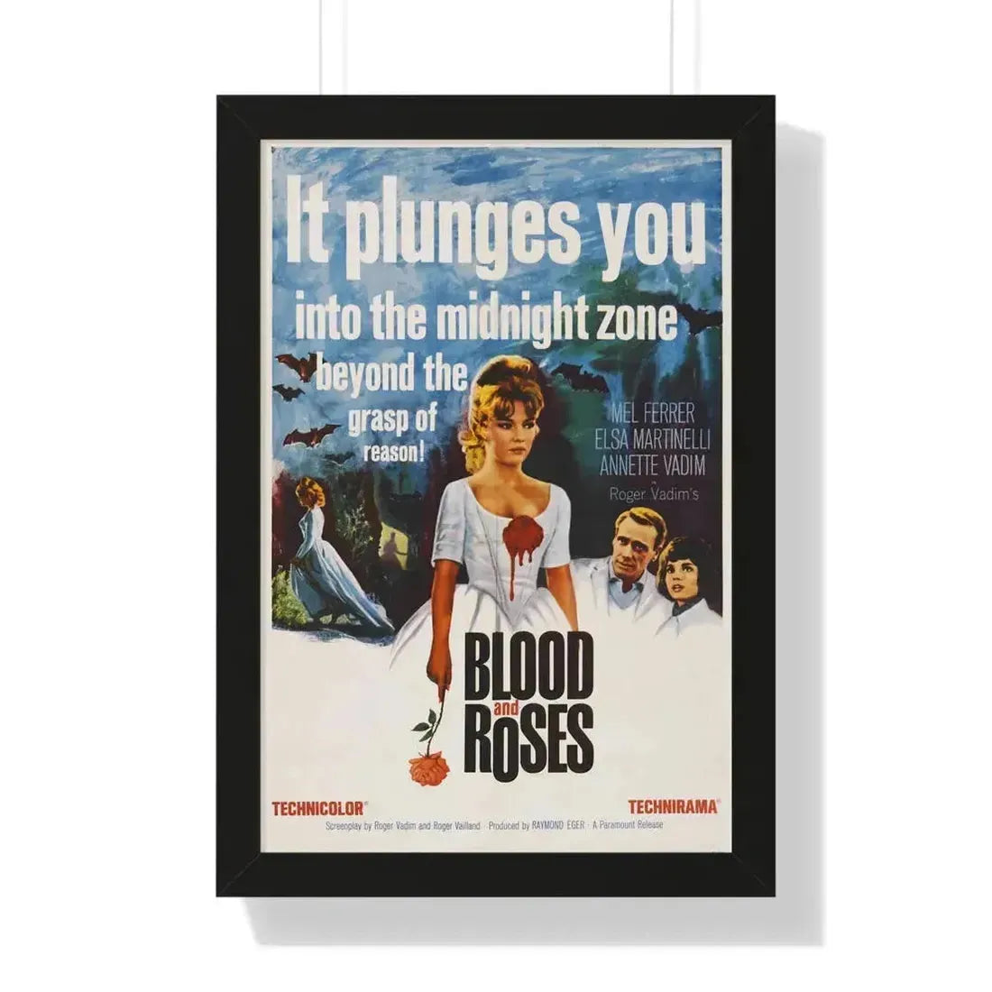 BLOOD AND ROSES 1960 - Framed Movie Poster 16″ x 24″ Black - The Sticker Space
