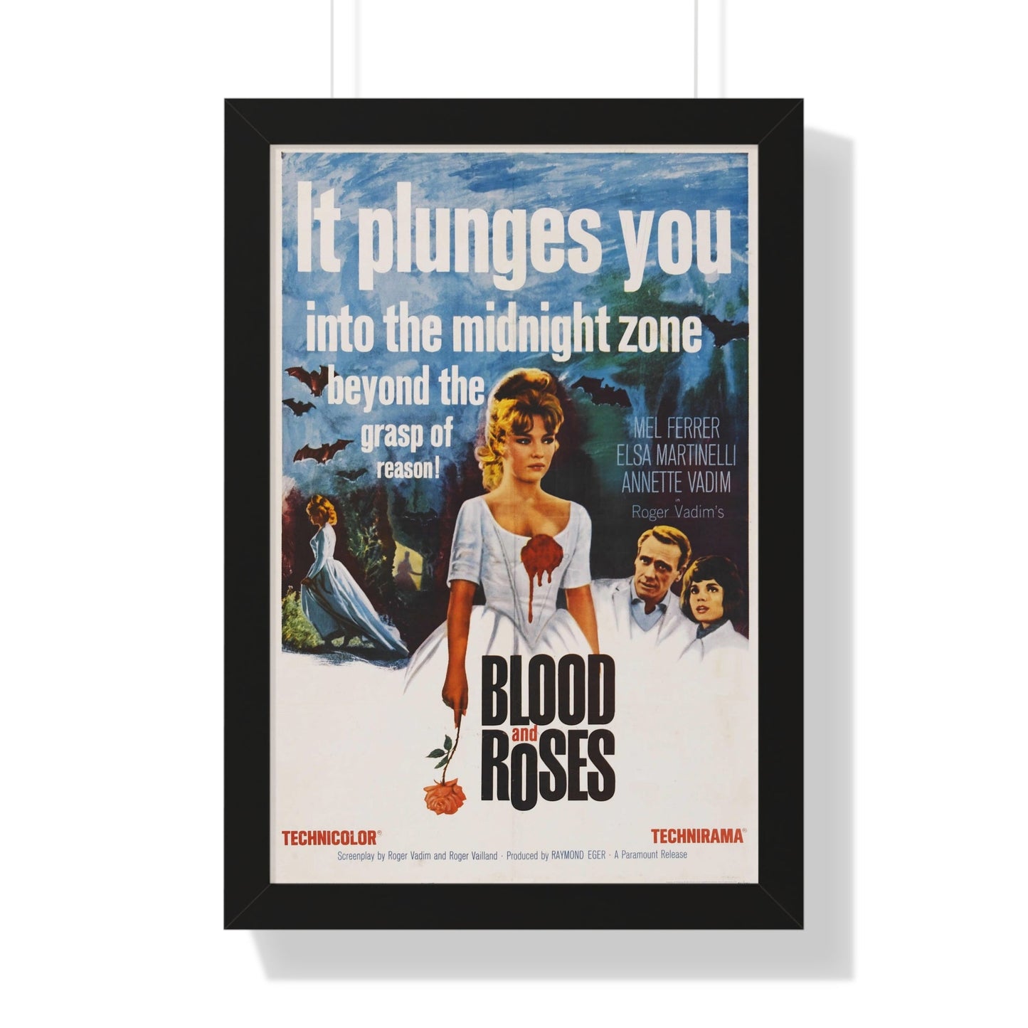 BLOOD AND ROSES 1960 - Framed Movie Poster-16″ x 24″-The Sticker Space