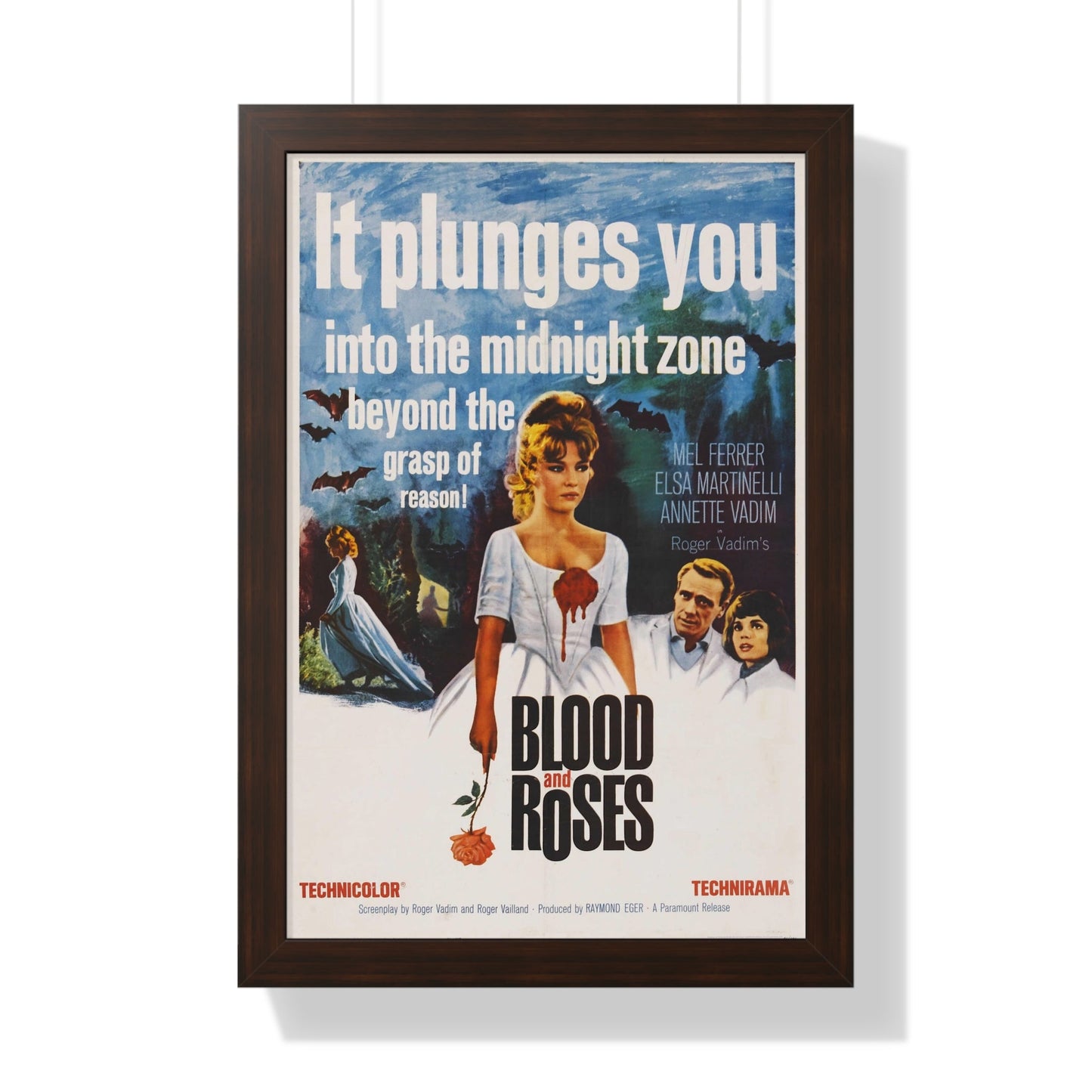 BLOOD AND ROSES 1960 - Framed Movie Poster-16″ x 24″-The Sticker Space