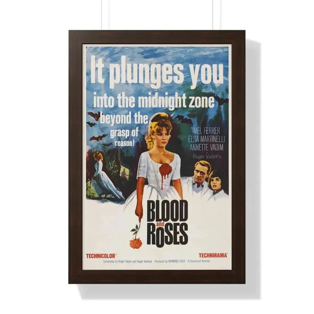 BLOOD AND ROSES 1960 - Framed Movie Poster 16″ x 24″ Walnut - The Sticker Space