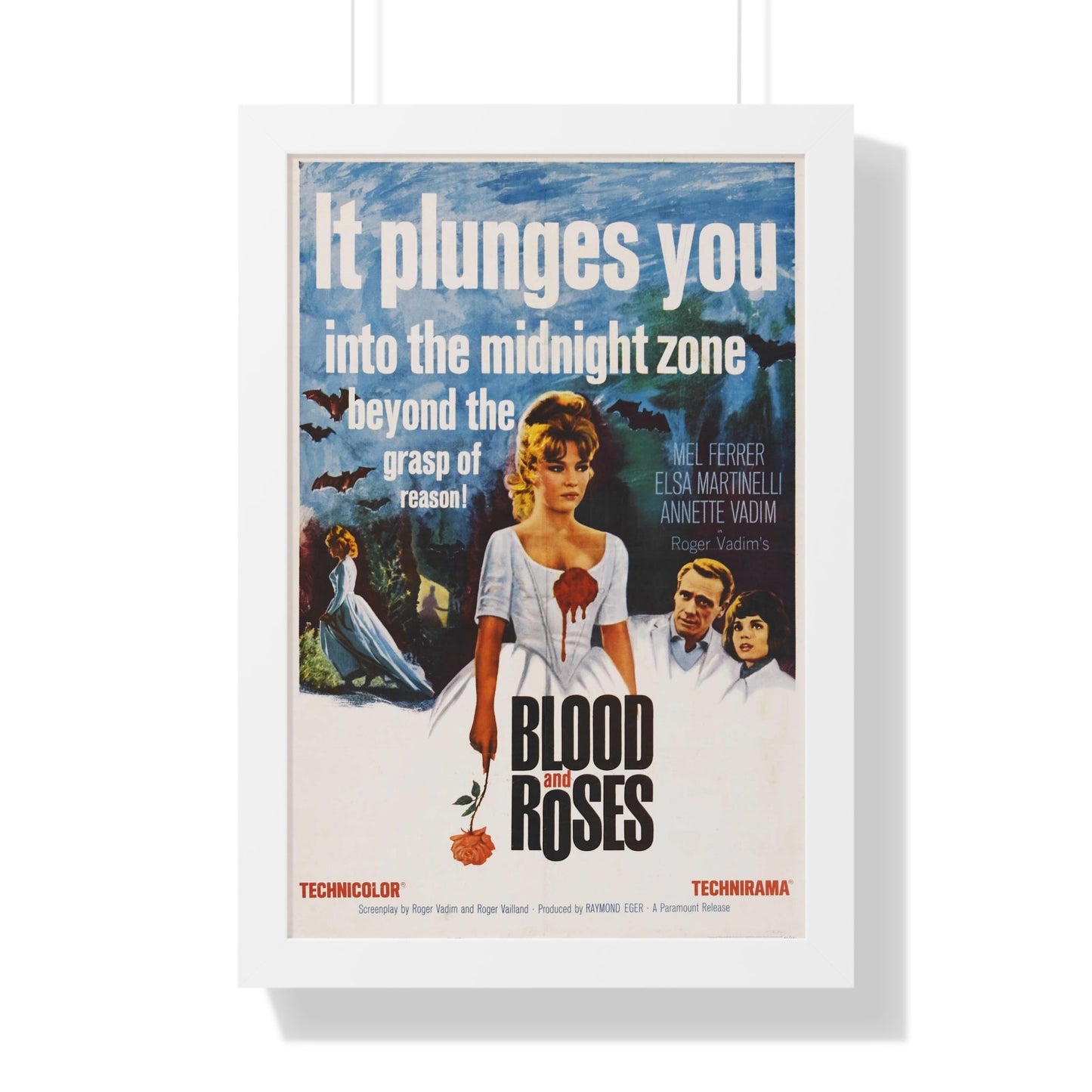 BLOOD AND ROSES 1960 - Framed Movie Poster-16″ x 24″-The Sticker Space