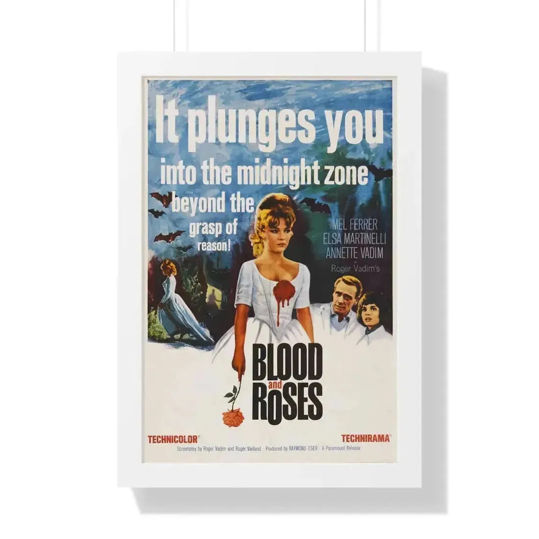 BLOOD AND ROSES 1960 - Framed Movie Poster 16″ x 24″ White - The Sticker Space