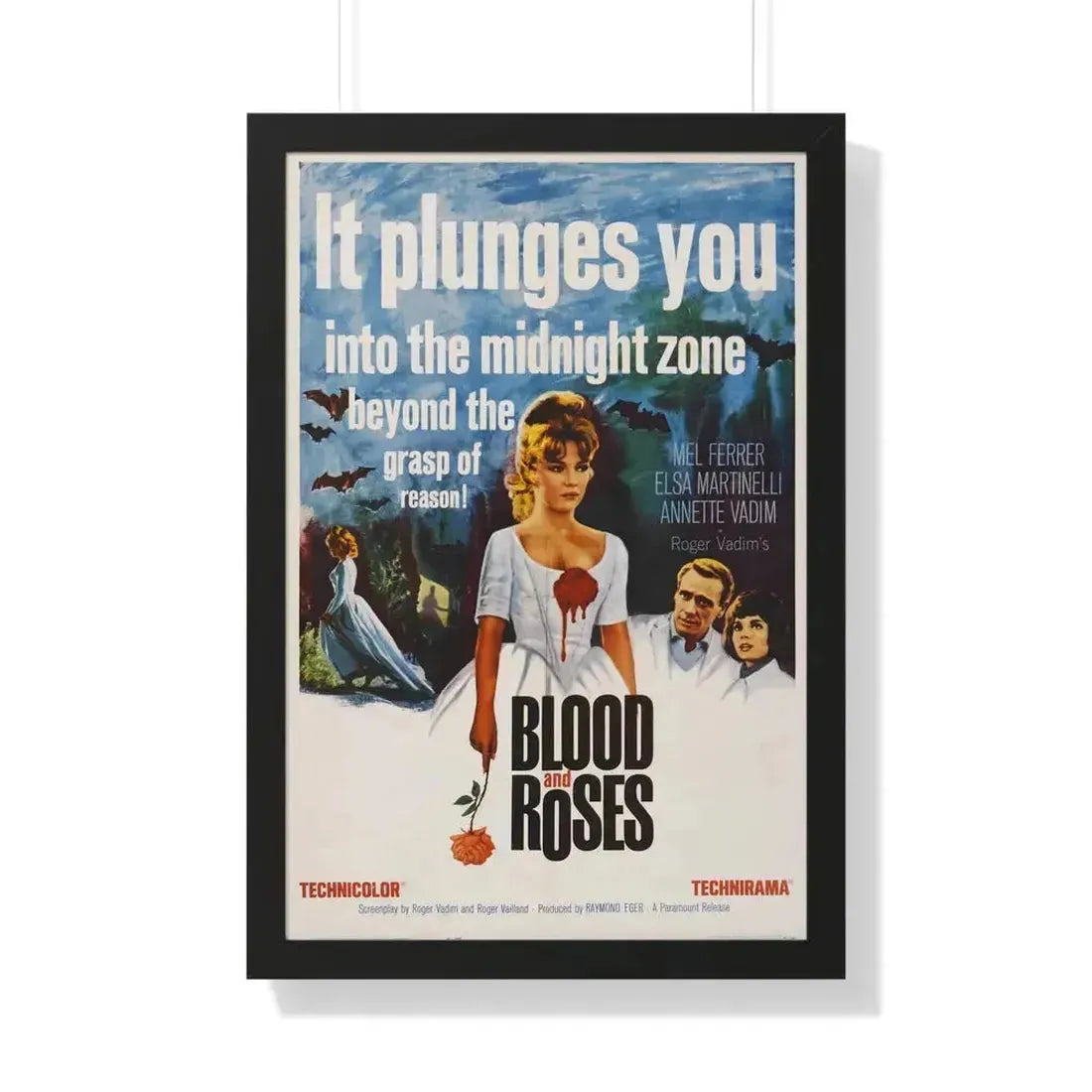 BLOOD AND ROSES 1960 - Framed Movie Poster 20" x 30" Black - The Sticker Space